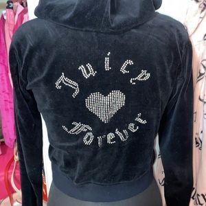 JUICY COUTURE X FOREVER 21 VELVET TRACKSUIT JACKET 🧥 🖤✨👑 RHINESTONE BLING